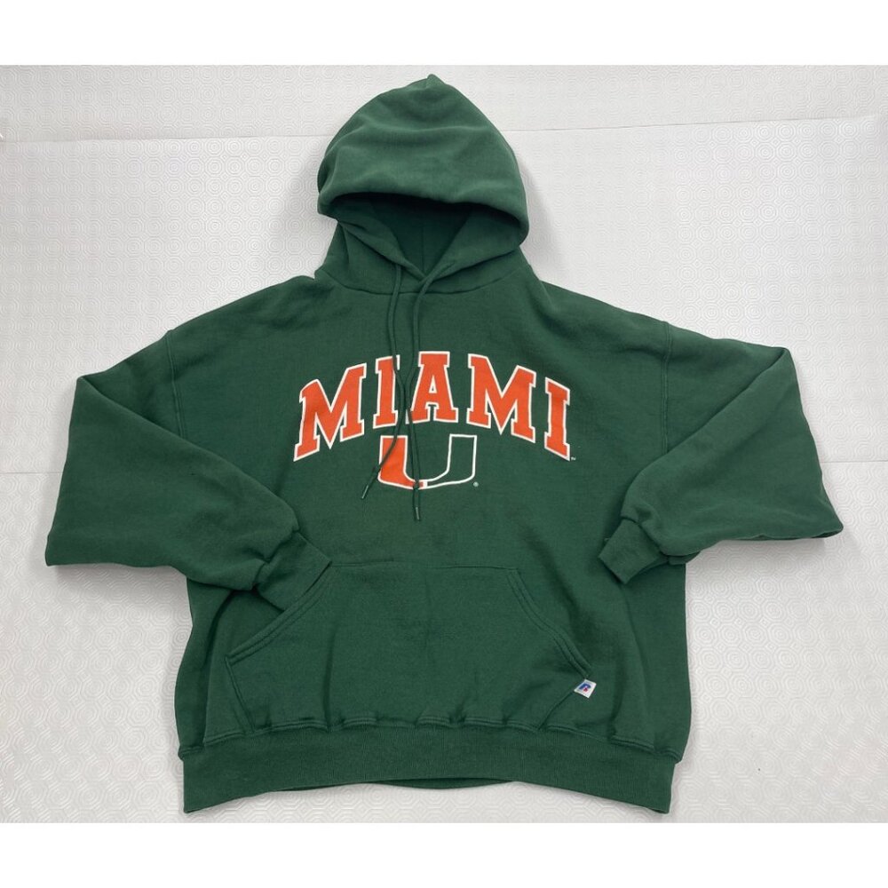 VTG 90's Miami University Hurricanes Russell Athletic Hoodie Sweatshirt Men's XL